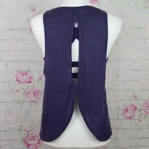 Lululemon deep purple open back bra tank layered 8